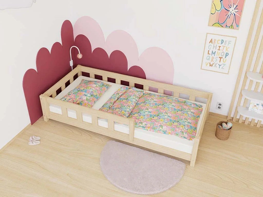 PLOTTY Kids' Bed with Safety Rail - 80 cm - Solid Spruce - Tiny Tugz™
