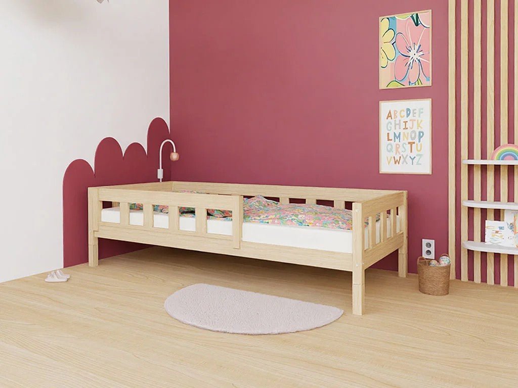 PLOTTY Kids' Bed with Safety Rail - 80 cm - Solid Spruce - Tiny Tugz™