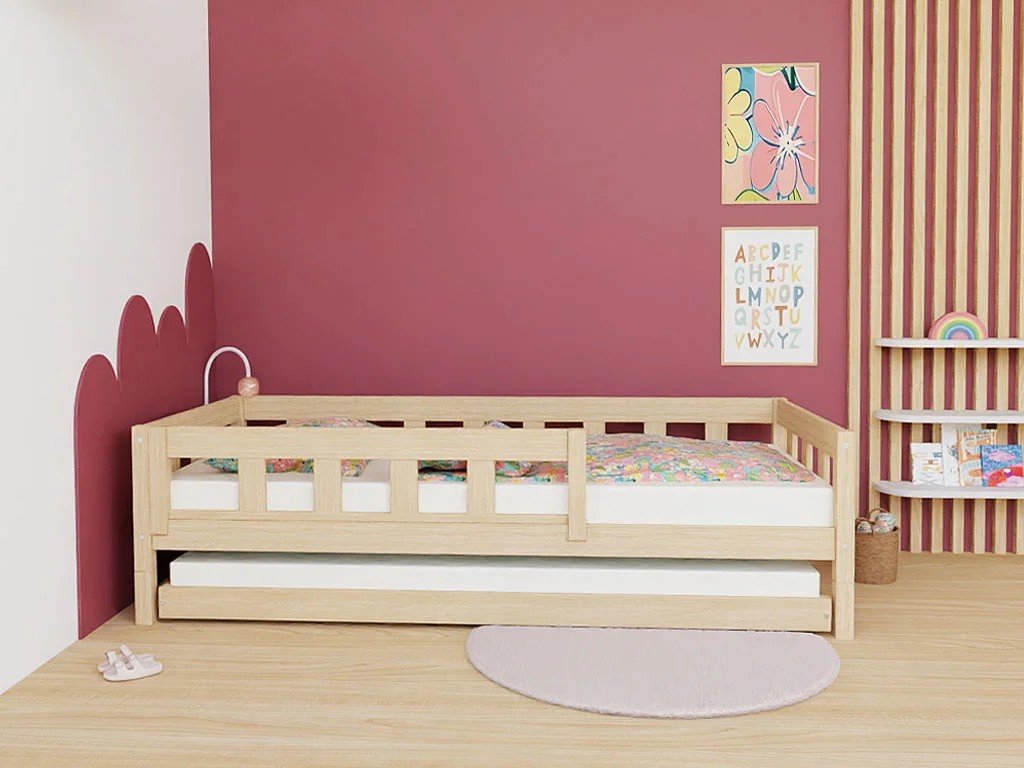 PLOTTY Kids' Bed with Safety Rail - 90 cm - Solid Spruce - Tiny Tugz™