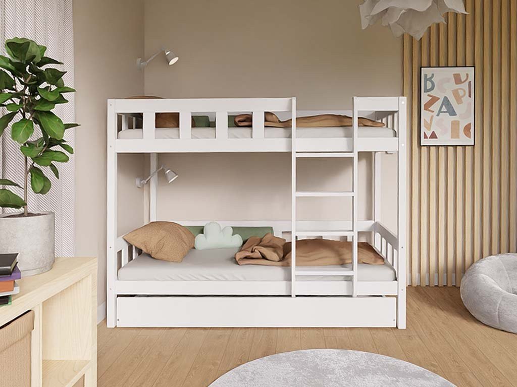 PLOTTY Kids' Bunk Bed 90x200 with Ladder - Solid Spruce - Tiny Tugz™