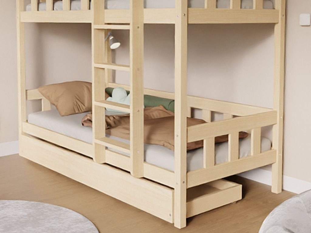 PLOTTY Kids' Bunk Bed 90x200 with Ladder - Solid Spruce - Tiny Tugz™