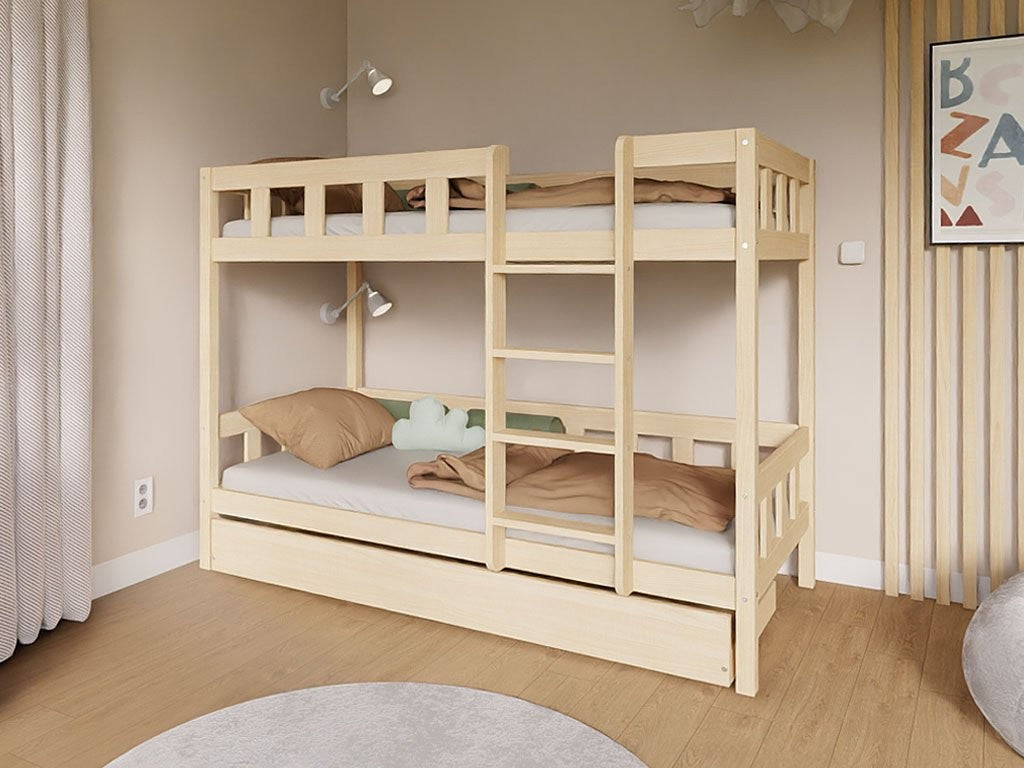 PLOTTY Wooden Bunk Bed with Ladder – 90 × 200 cm
