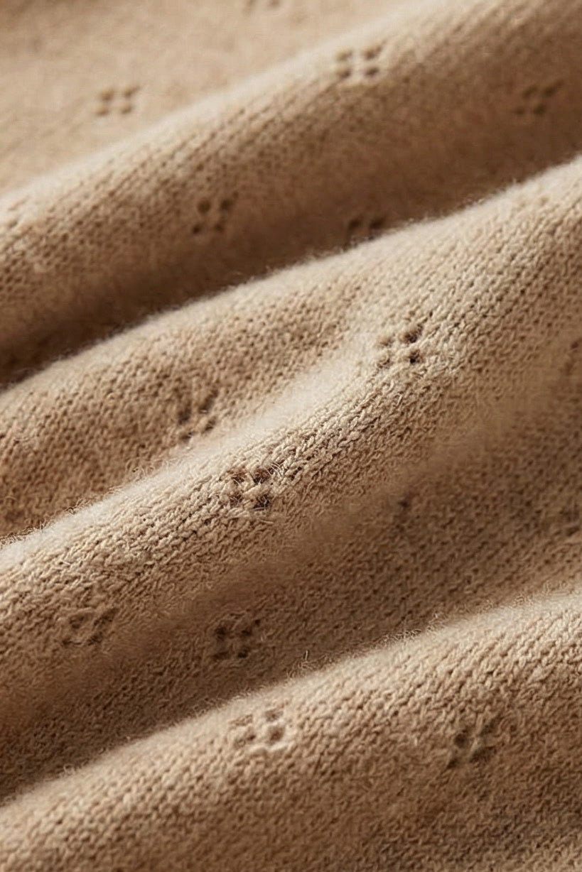 Wool Baby/Children's Blanket / Swaddle Blanket - Pointelle Knit - Merino Wool - Biscotti