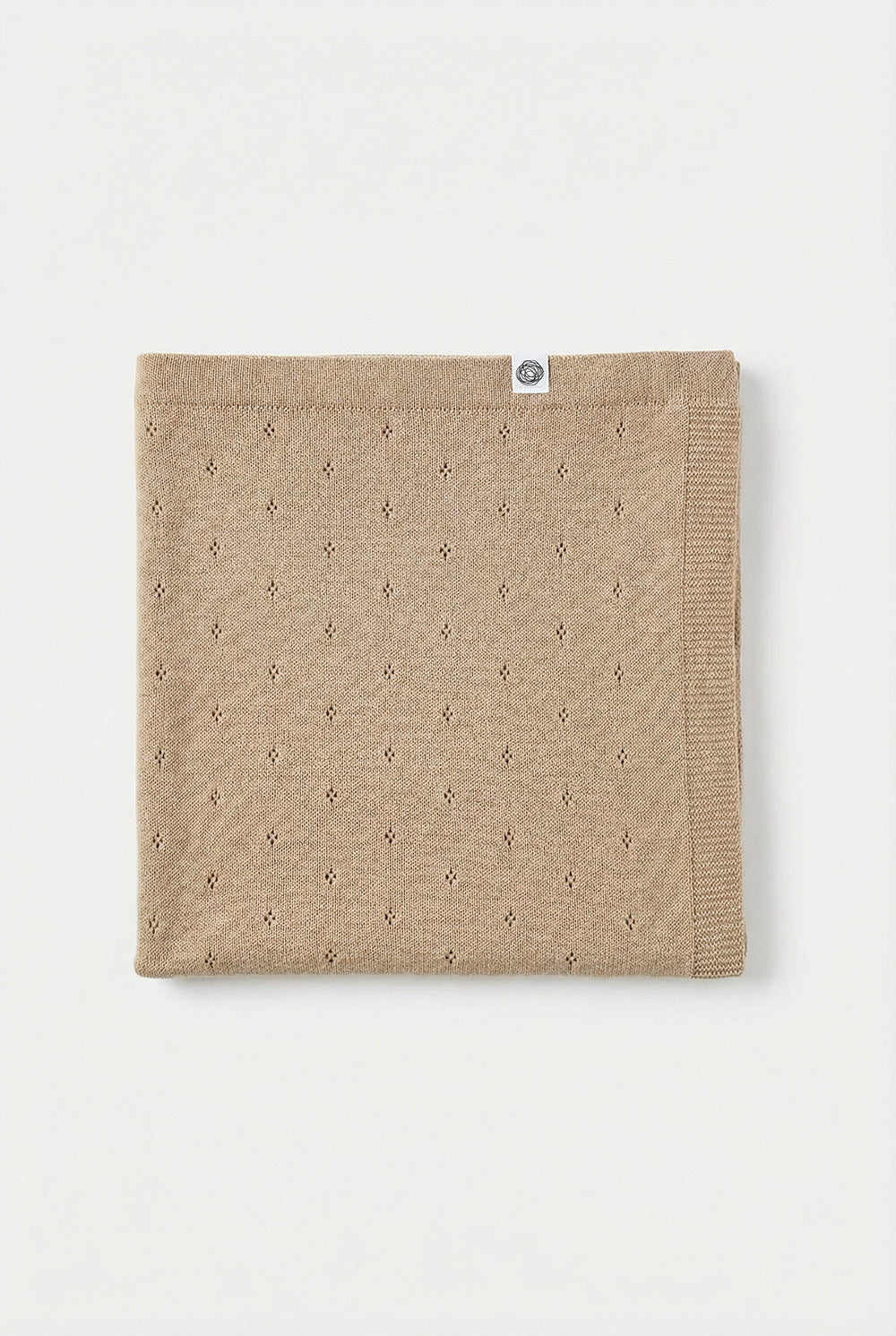 Wool Baby/Children's Blanket / Swaddle Blanket - Pointelle Knit - Merino Wool - Biscotti