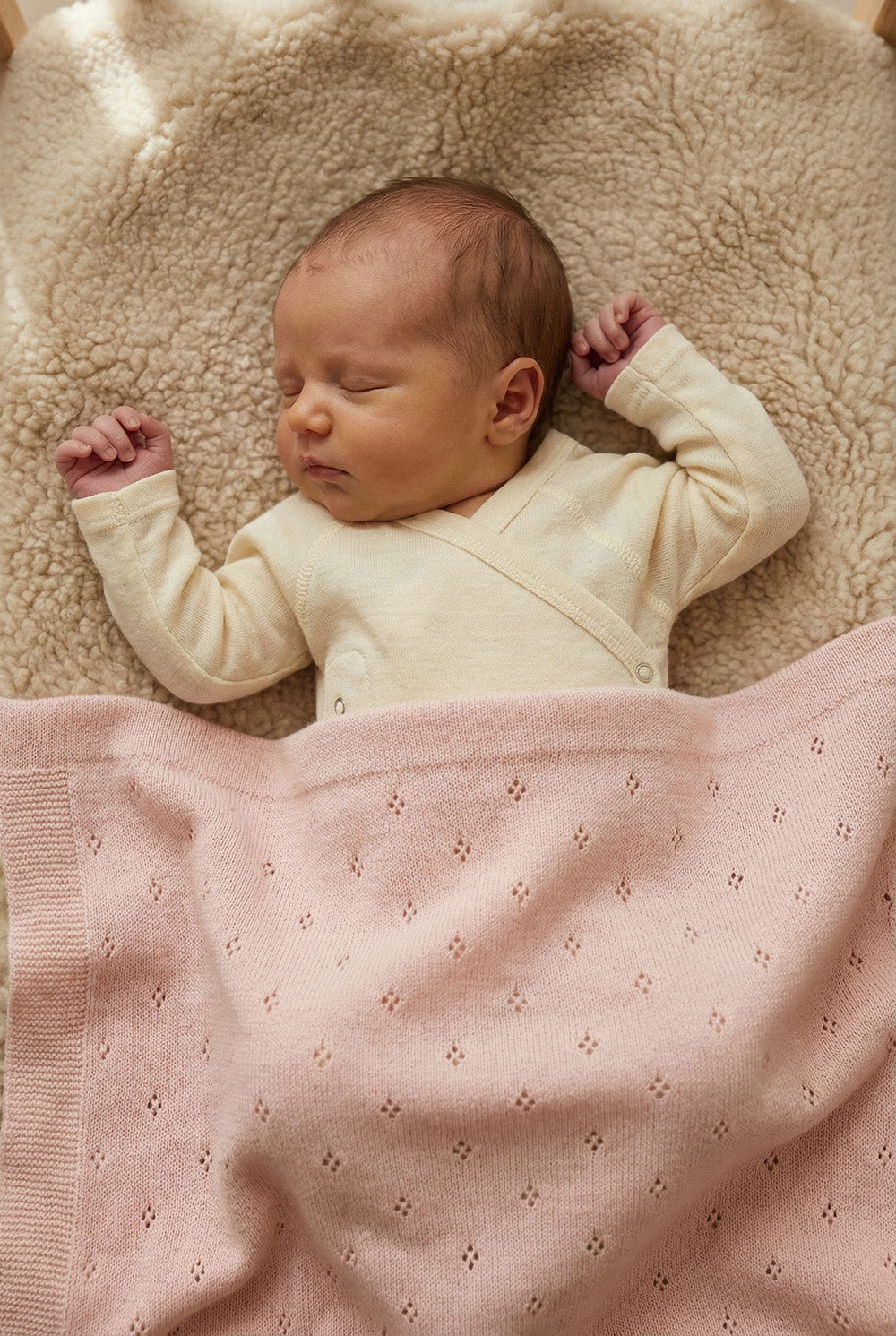 Wool Baby/Children's Blanket / Swaddle Blanket - Pointelle Knit - Merino Wool - Powder Puff