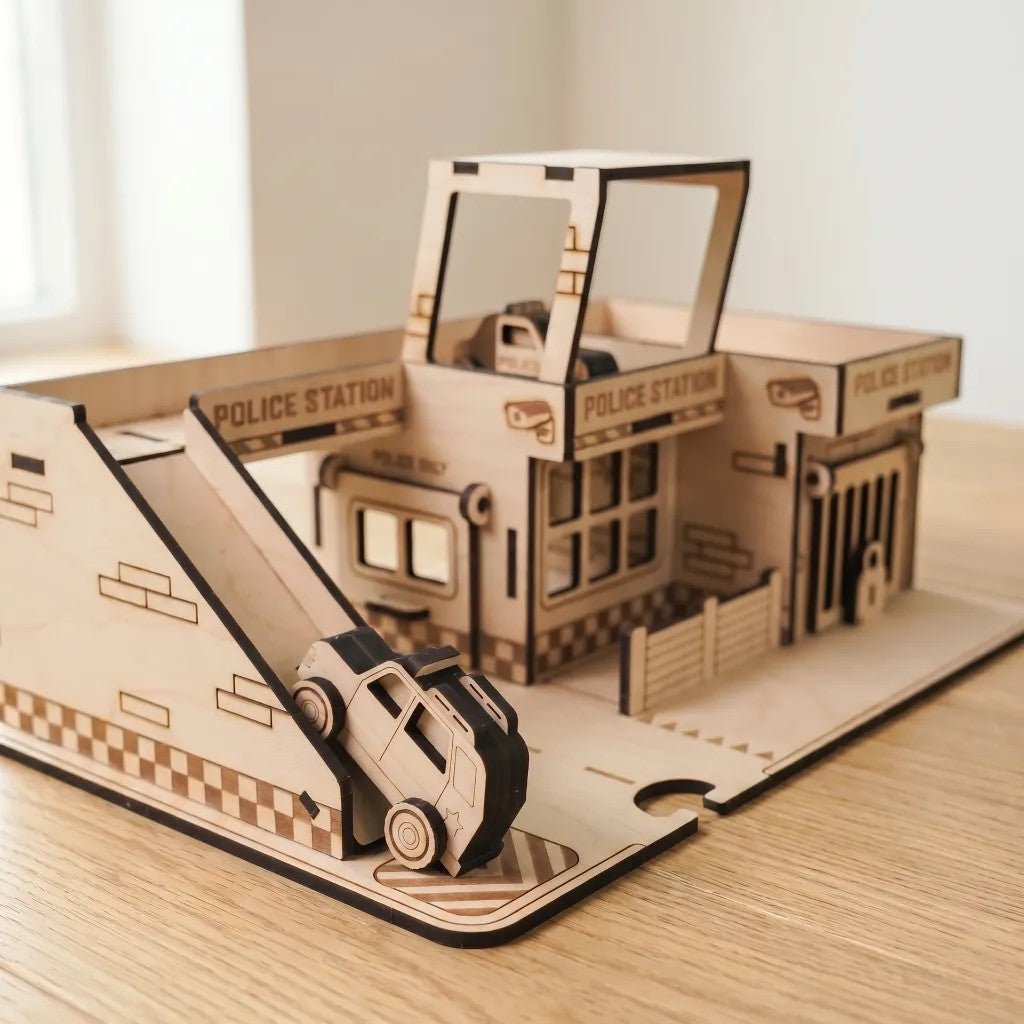 Police Station - Colour-Your-Own Wooden Play Set - Tiny Tugz™