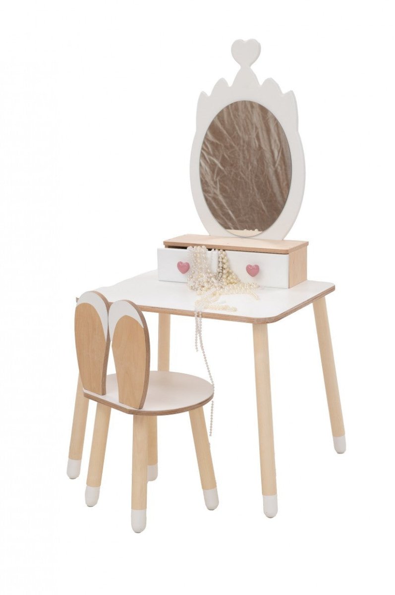 Princess Wooden Beauty Mirror Table & Chair Set (Crown) - Tiny Tugz™
