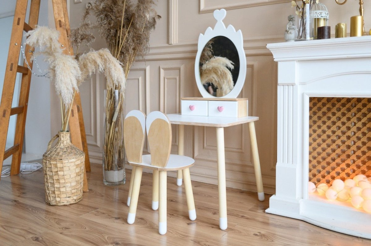 Princess Wooden Beauty Mirror Table & Chair Set (Crown) - Tiny Tugz™