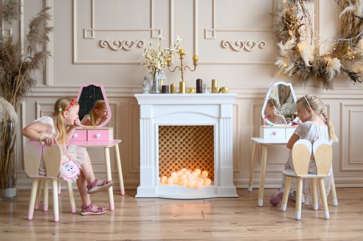 Princess Wooden Beauty Mirror Table & Chair Set (Tulip) - Tiny Tugz™
