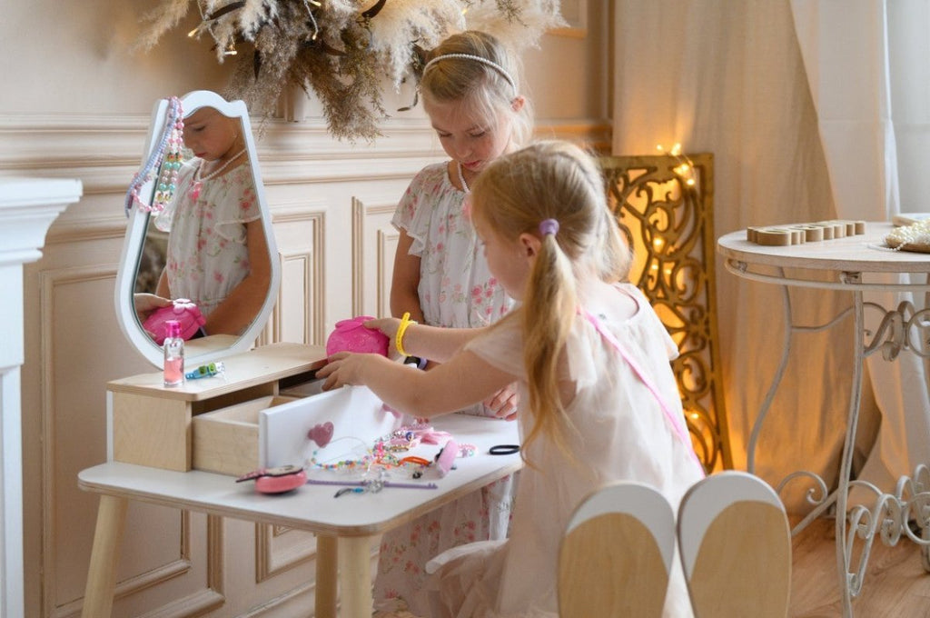 Princess Wooden Beauty Mirror Table & Chair Set (Tulip) - Tiny Tugz™