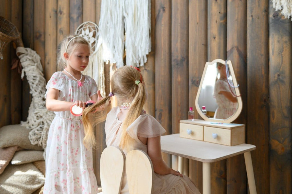 Princess Wooden Beauty Mirror Table & Chair Set (Tulip) - Tiny Tugz™