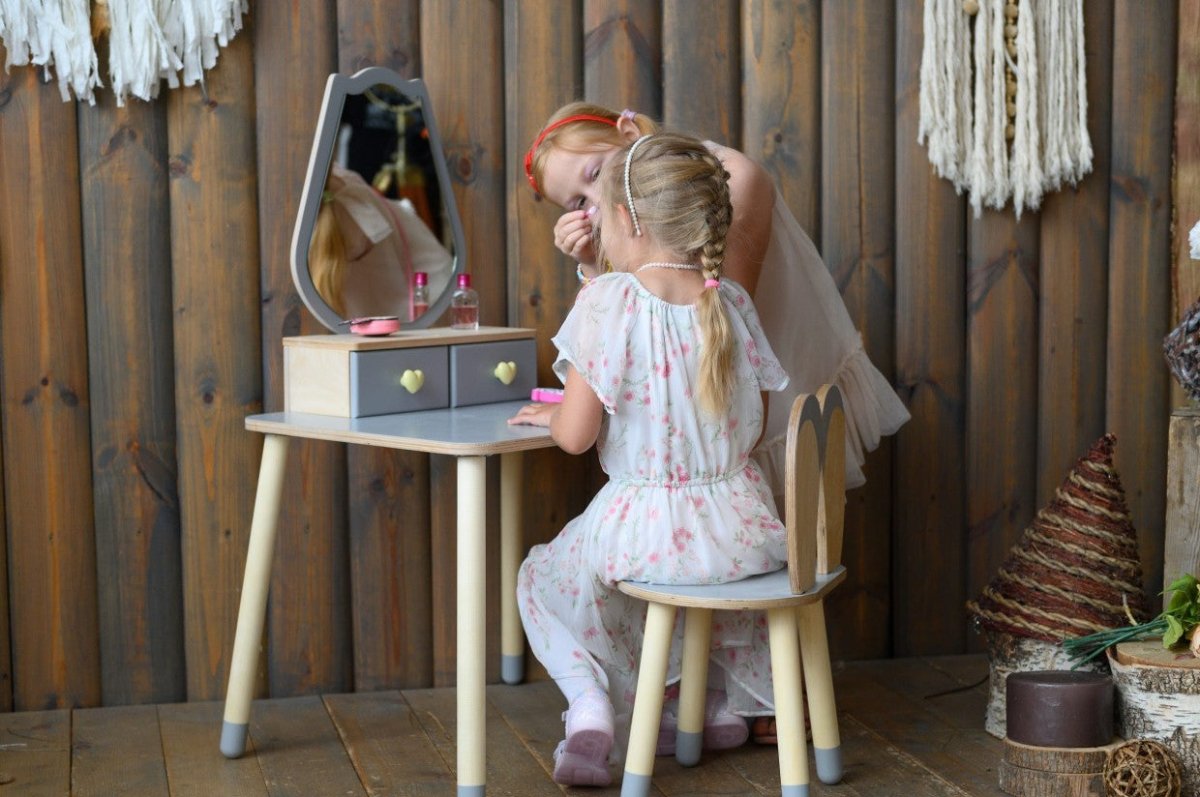 Princess Wooden Beauty Mirror Table & Chair Set (Tulip) - Tiny Tugz™