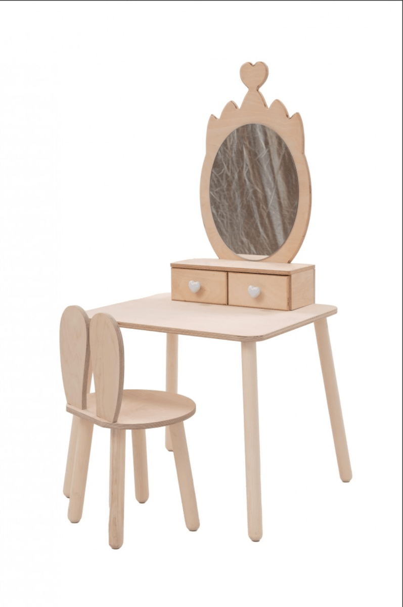 Princess Wooden Beauty Mirror Table & Chair Set (Tulip) - Tiny Tugz™