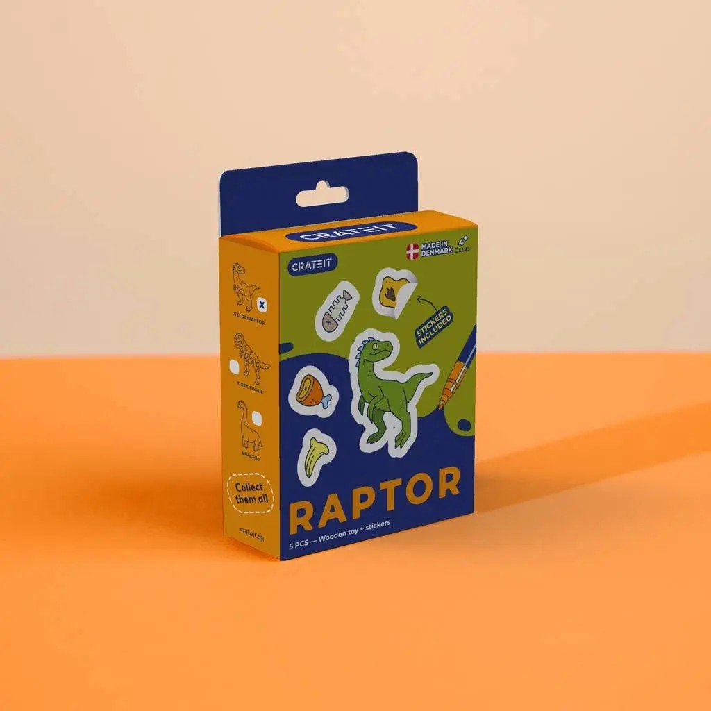 Raptor - Colour-Your-Own Wooden Dinosaur Mini Set - Tiny Tugz™