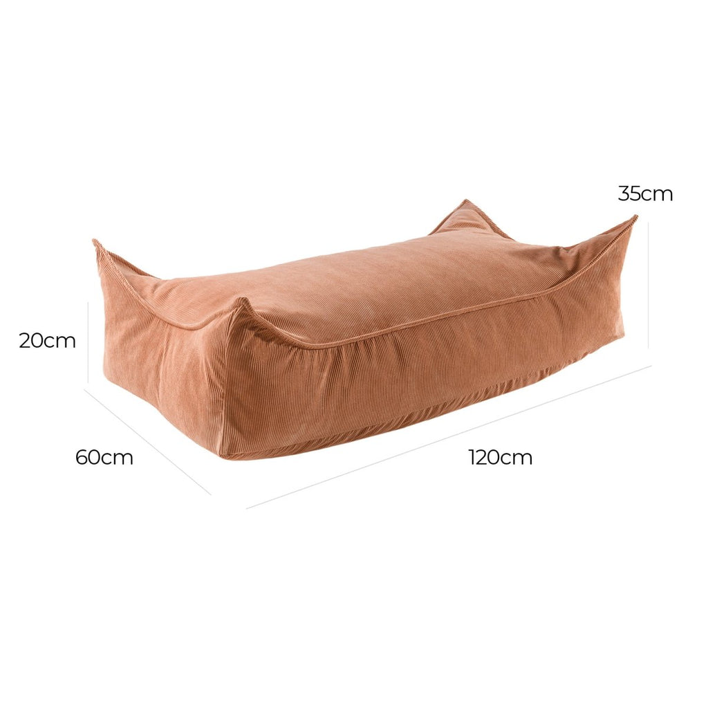 Rectangular Floor Pouf for Kids - Corduroy, 120 x 60 cm (Brick) - Tiny Tugz™