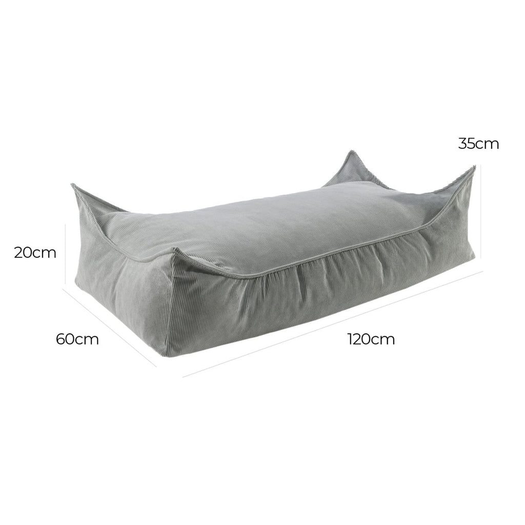 Rectangular Floor Pouf for Kids - Corduroy, 120 x 60 cm (Grey) - Tiny Tugz™