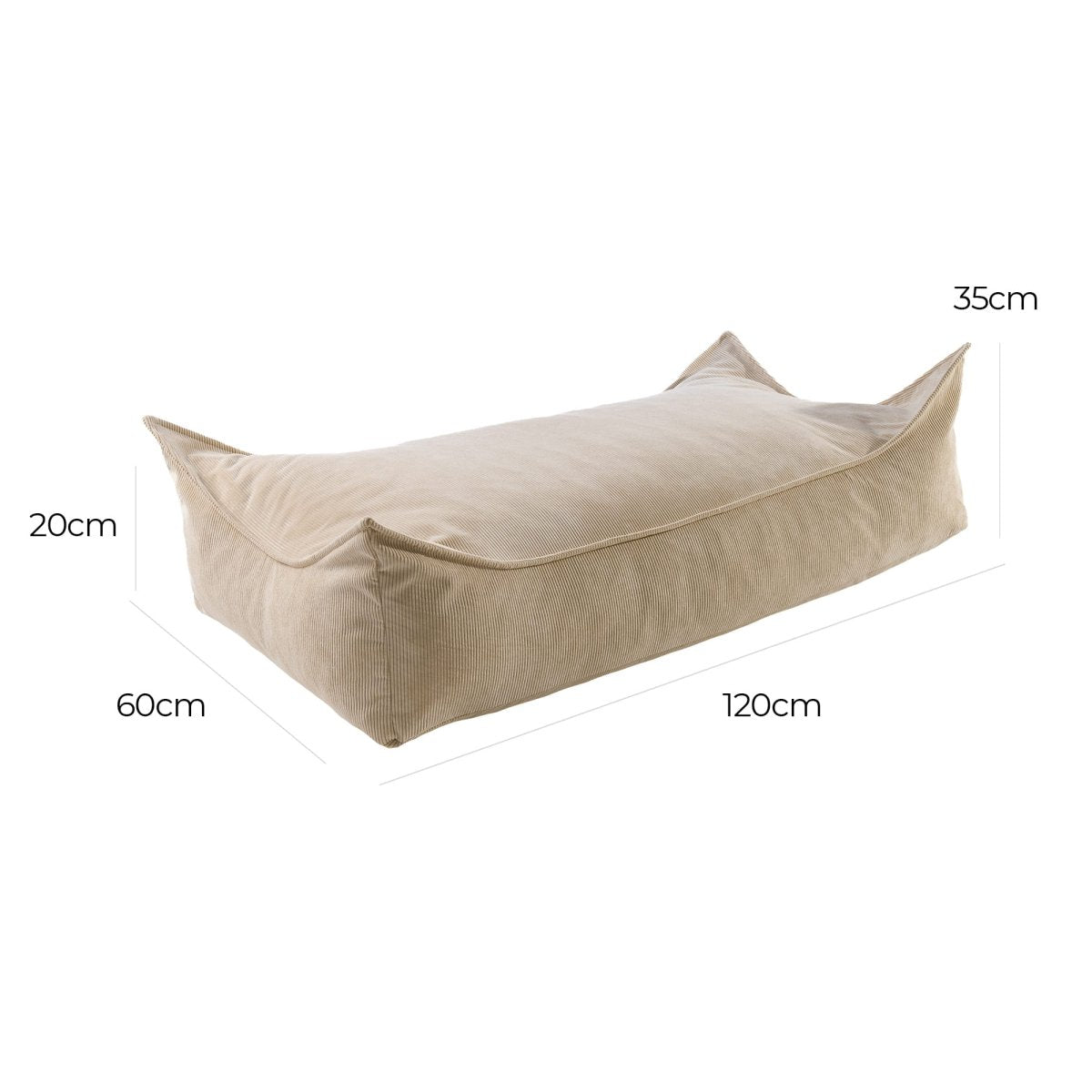 Rectangular Floor Pouf for Kids - Corduroy, 120 x 60 cm (Sand) - Tiny Tugz™