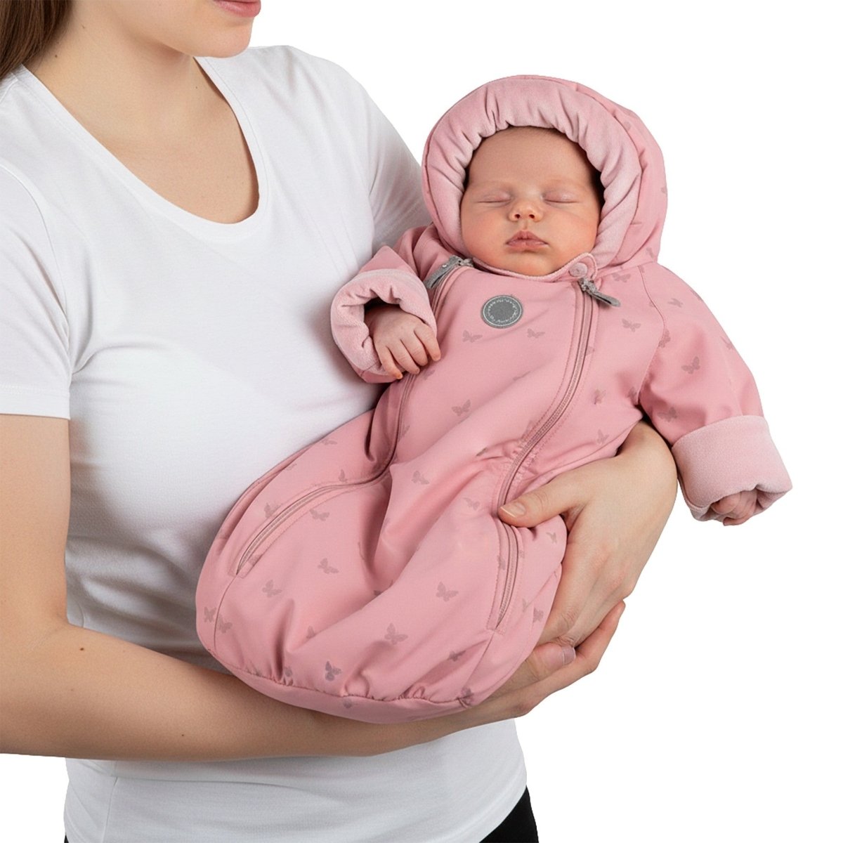 Reflective Merino Wool-Lined Spring/Autumn Bunting Pram Suit – Pink - Tiny Tugz™
