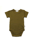 Wool Romper, Short Sleeve - Merino Wool - Fir Green
