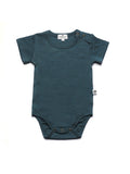 Wool Romper, Short Sleeve - Merino Wool - Orion Blue