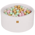 Round Bouclé Foam Ball Pit with 300 Balls, 40 cm High - White, Pastel Pink, Mint, White & Beige Balls - Tiny Tugz™