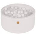 Round Bouclé Foam Ball Pit with 300 Balls, 40 cm High - White, White & Transparent Balls - Tiny Tugz™