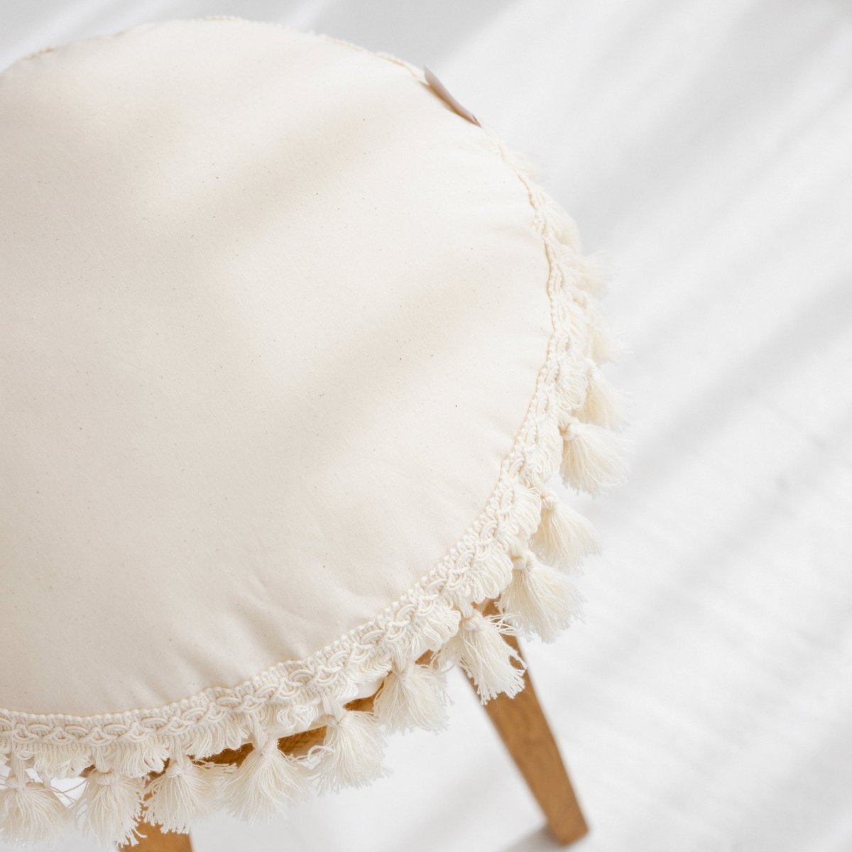 Round Cotton Cushion with Tassels - Ecru - 45 cm - Tiny Tugz™