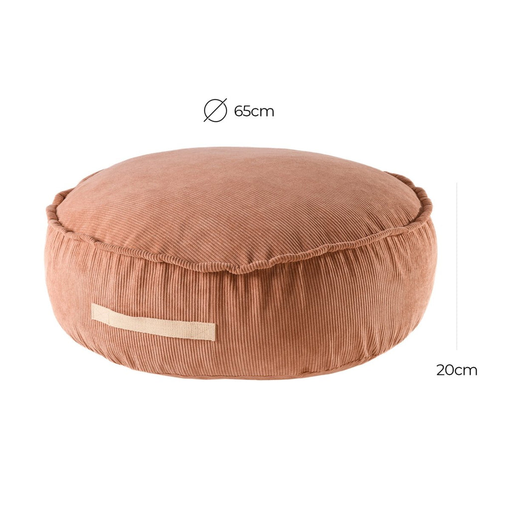 Round Floor Pouf for Kids - Corduroy, 65 cm (Brick) - Tiny Tugz™