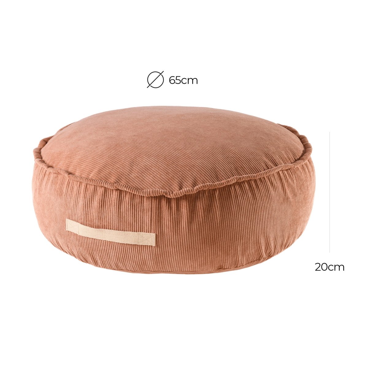 Round Floor Pouf for Kids - Corduroy, 65 cm (Brick) - Tiny Tugz™