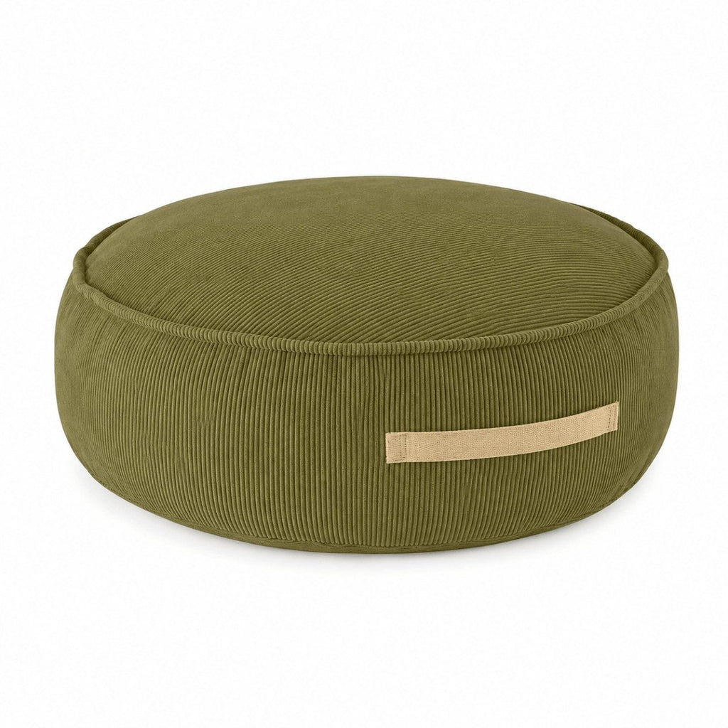 Round Floor Pouf for Kids - Corduroy, 65 cm (Lime) - Tiny Tugz™
