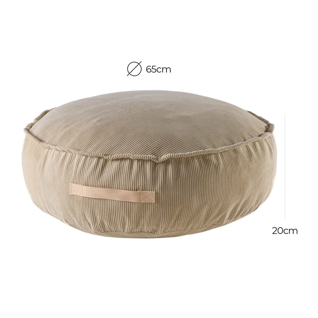 Round Floor Pouf for Kids - Corduroy, 65 cm (Sand) - Tiny Tugz™