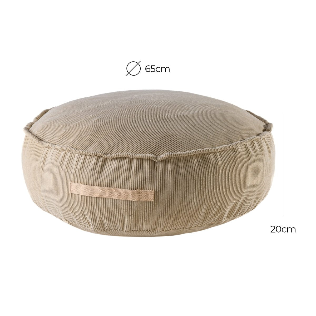 Round Floor Pouf for Kids - Corduroy, 65 cm (Sand) - Tiny Tugz™