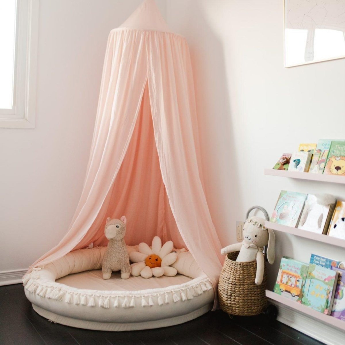 Round Nest Play Mat & Kids Lounger with Tassels - Ecru - 110 cm - Tiny Tugz™