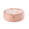 Round Velvet Corduroy Foam Ball Pit with 200 Balls, 30 cm High - Pink, White Balls - Tiny Tugz™