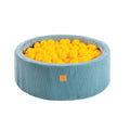Round Velvet Corduroy Foam Ball Pit with 200 Balls, 30 cm High - Turquoise, Yellow Balls - Tiny Tugz™