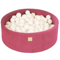 Round Velvet Foam Ball Pit (Raspberry Red) – Safe Soft Play Pool for Kids (200 Balls Included: White)) - Tiny Tugz™