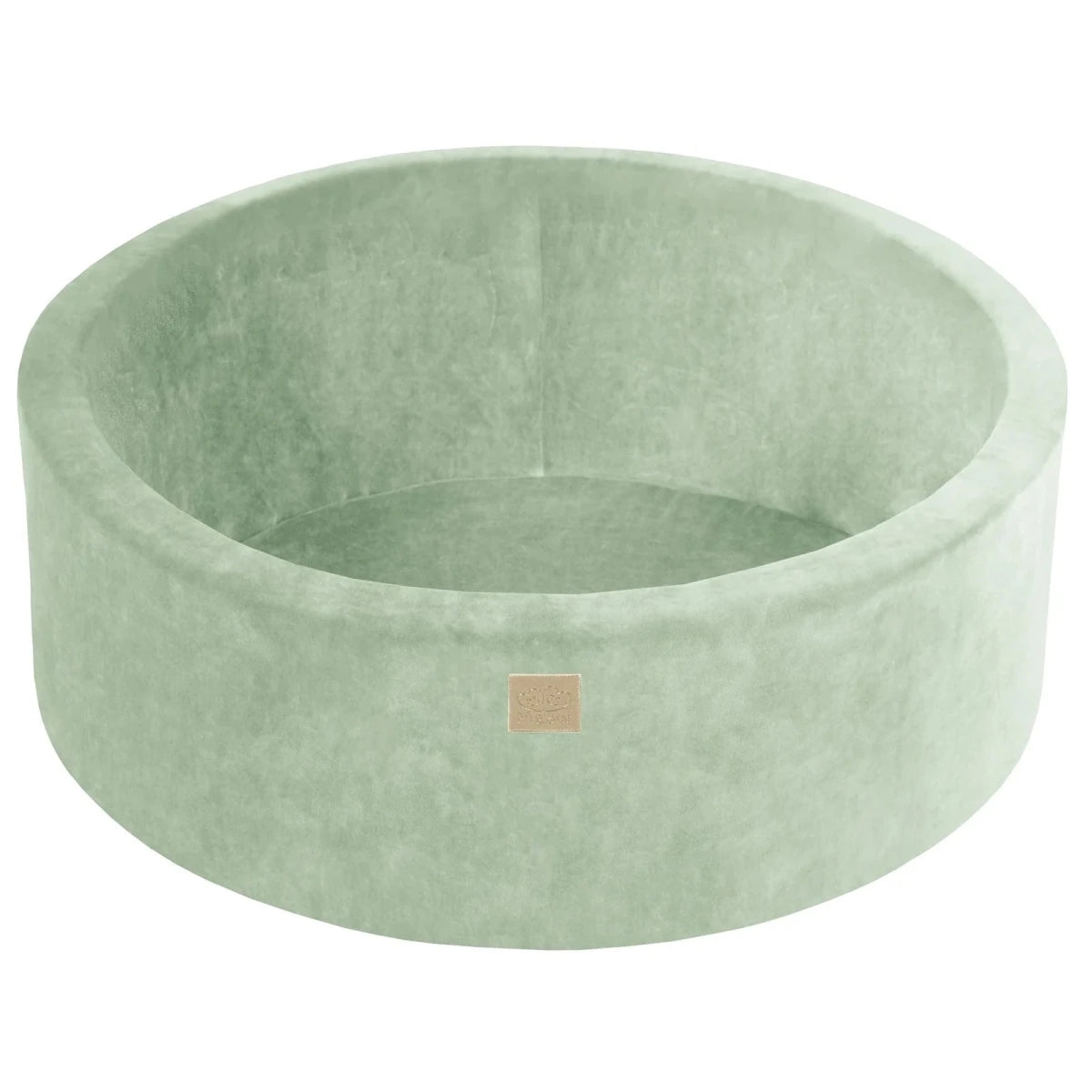 Round Velvet Foam Ball Pit (Sage Green) – Safe Soft Play Pool for Kids (200 Balls Included: Transparent) - Tiny Tugz™