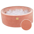 Round Velvet Foam Ball Pit with 200 Balls, 30 cm High - Apricot, Translucent Balls - Tiny Tugz™