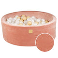 Round Velvet Foam Ball Pit with 200 Balls, 30 cm High - Apricot, White, Sand & Translucent Balls - Tiny Tugz™