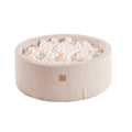 Round Velvet Foam Ball Pit with 200 Balls, 30 cm High - Ecru, Pearl Balls - Tiny Tugz™