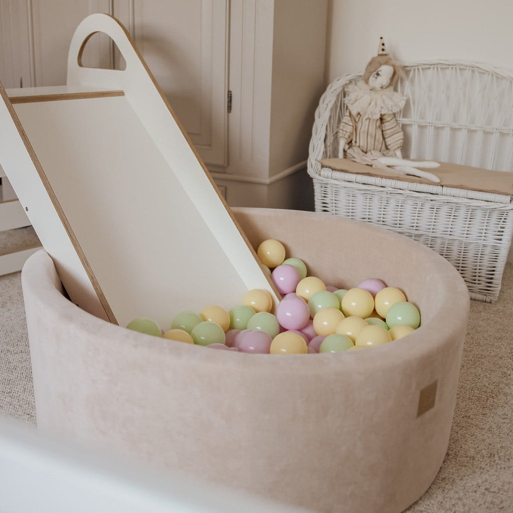 Round Velvet Foam Ball Pit with 250 Balls, 30 cm High - Spring - Tiny Tugz™