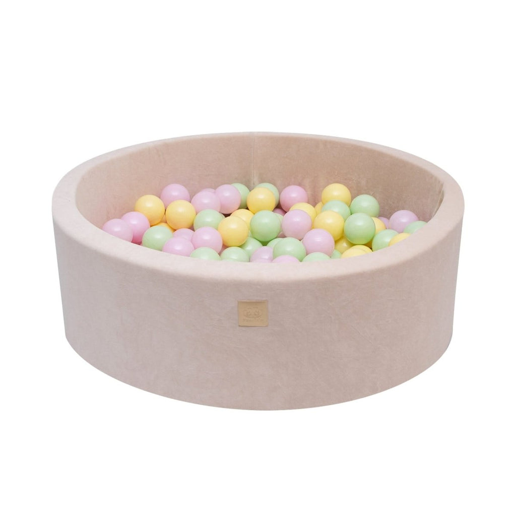 Round Velvet Foam Ball Pit with 250 Balls, 30 cm High - Spring - Tiny Tugz™