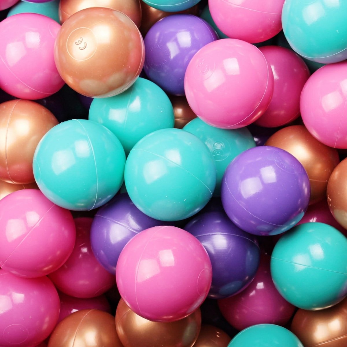Round Velvet Foam Ball Pit with 250 Balls, 40 cm High - Baby Blue, Gold, Dark Pink, Lilac & Turquoise Balls - Tiny Tugz™