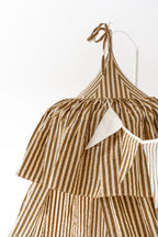 Ciel de lit en mousseline de coton à rayures olive pour bébés et enfants (0-6 ans)