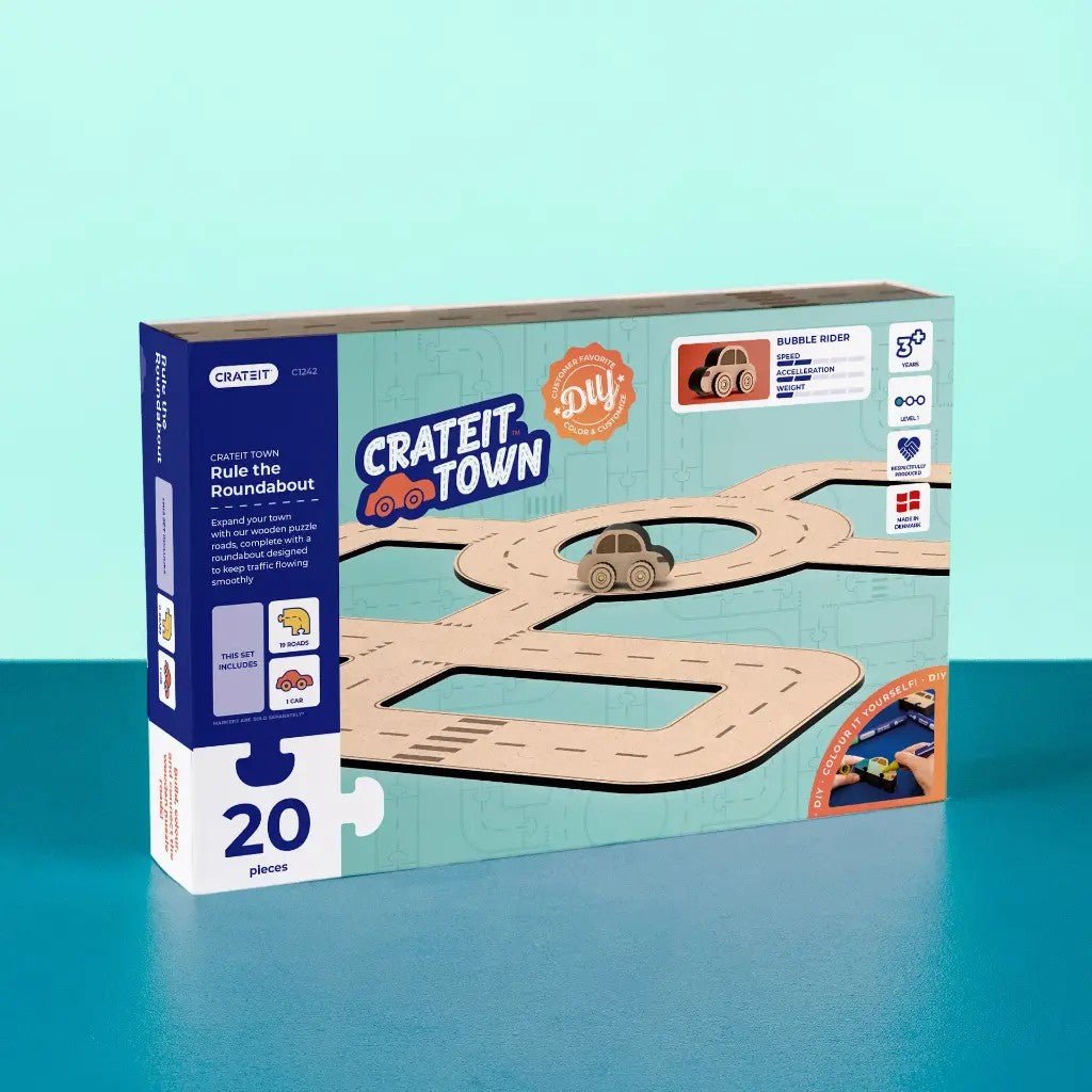 Rule the Roundabout - Colour-Your-Own Wooden Road Play Set - Tiny Tugz™