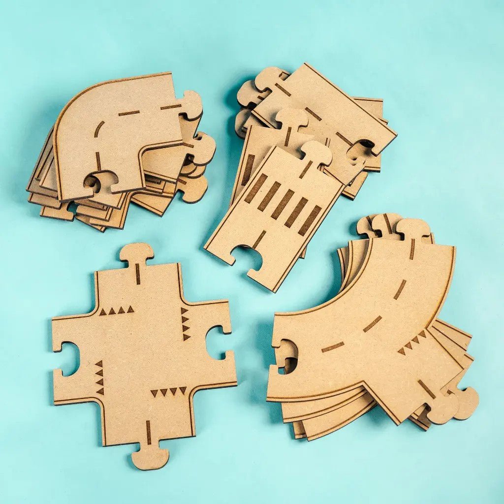 Rule the Roundabout - Colour-Your-Own Wooden Road Play Set - Tiny Tugz™