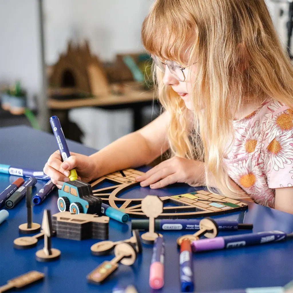 Rule the Roundabout - Colour-Your-Own Wooden Road Play Set - Tiny Tugz™
