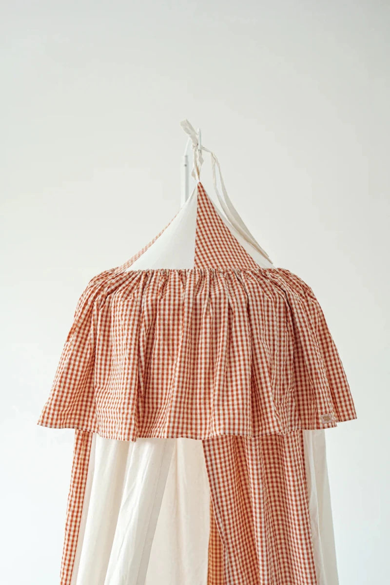 Rusty Check Circus Muslin Cotton Bed Canopy for Babies & Kids (0–6y) - Tiny Tugz™