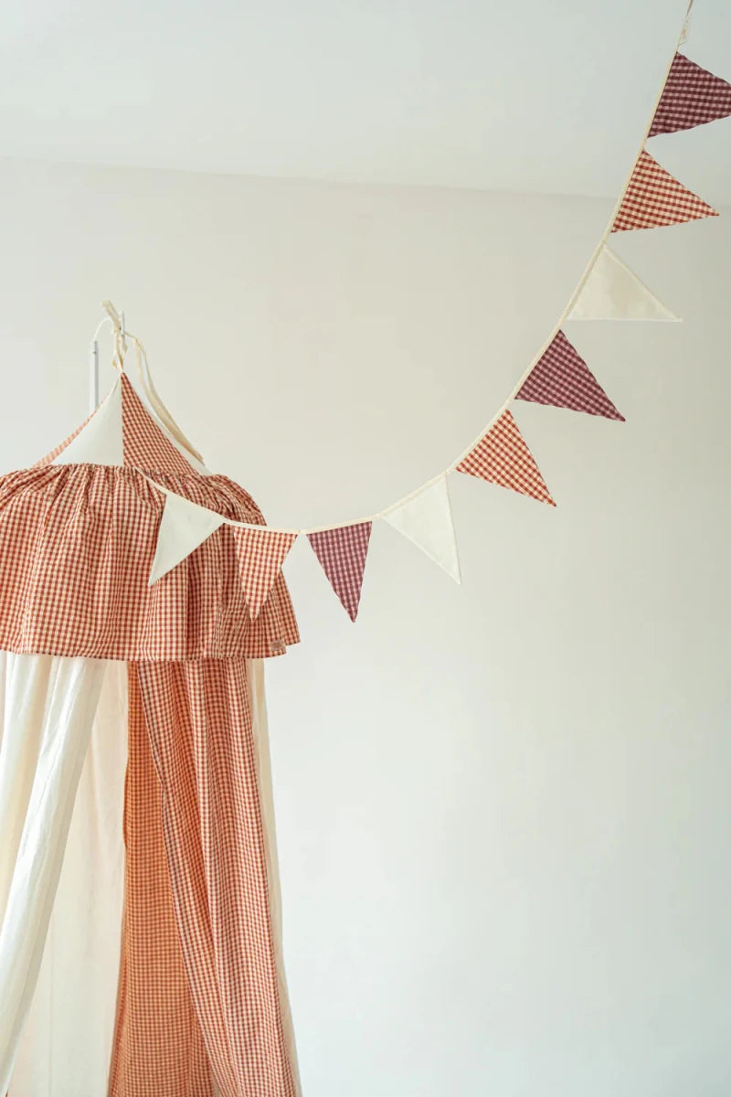 Rusty Check Circus Muslin Cotton Bed Canopy for Babies & Kids (0–6y) - Tiny Tugz™