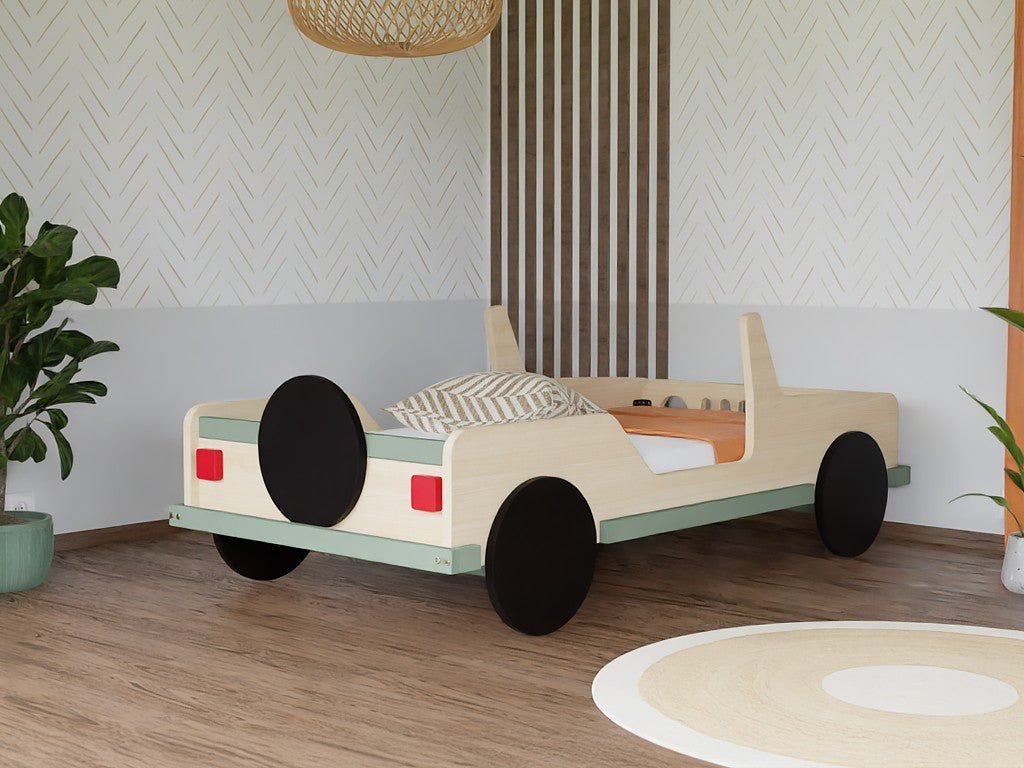 SAFARI Jeep Car Bed for Kids 80x160 - Solid Spruce - Tiny Tugz™
